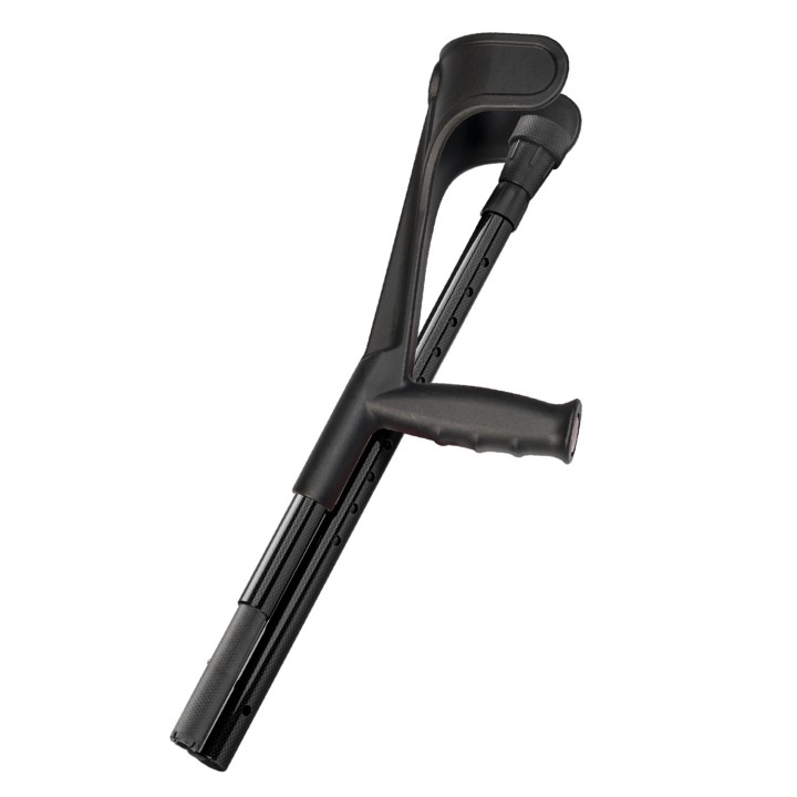 Ossenberg Open Cuff Carbon Folding Soft Grip Black Crutch (Single)